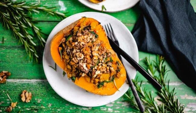 Stuffed butternut squash (vegan & gluten free) recipe