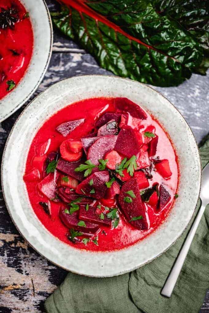 Polish beetroot soup (Botwinka) vegan & gluten free recipe