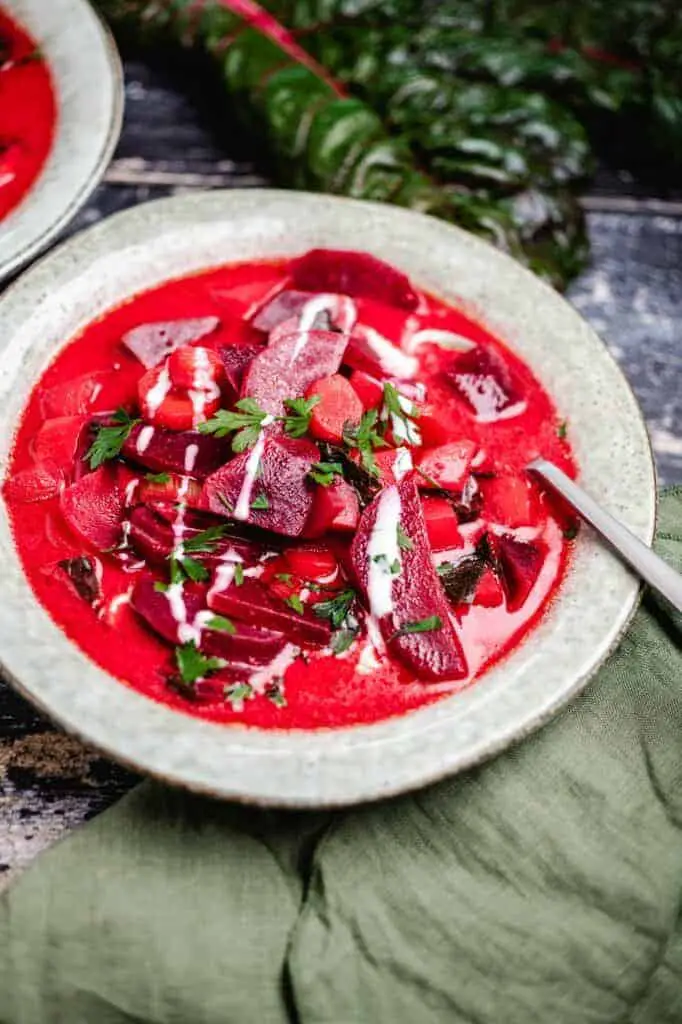 Polish beetroot soup (Botwinka) vegan & gluten free recipe