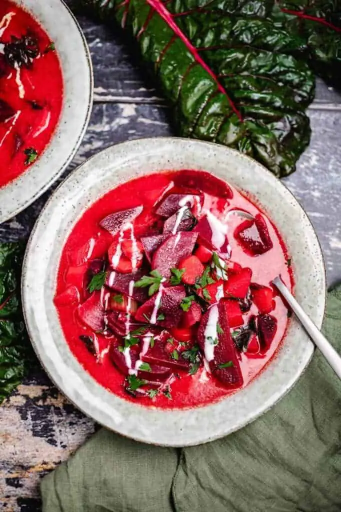 Polish beetroot soup (Botwinka) vegan & gluten free recipe