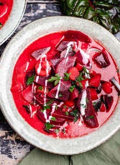 Polish beetroot soup (Botwinka) vegan & gluten free recipe