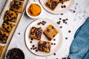 Kürbis Blondies (30 Minuten) vegan & glutenfrei