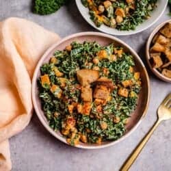 Vegan salad with sweet potato and kale