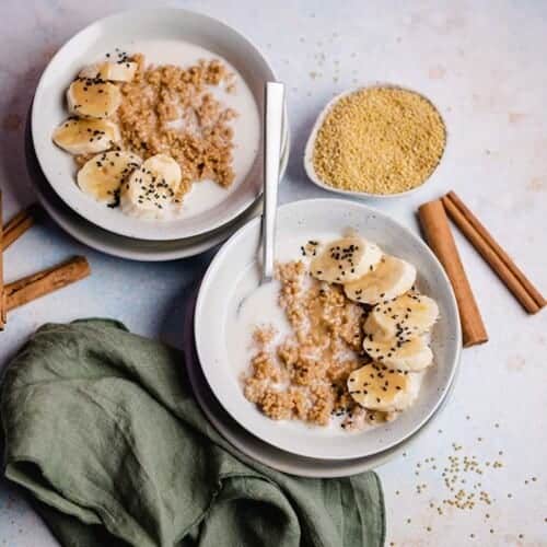 Millet porridge with tahini caramel