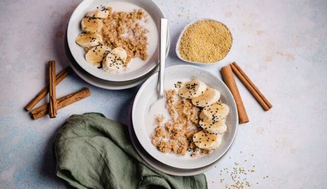 Millet porridge with tahini caramel