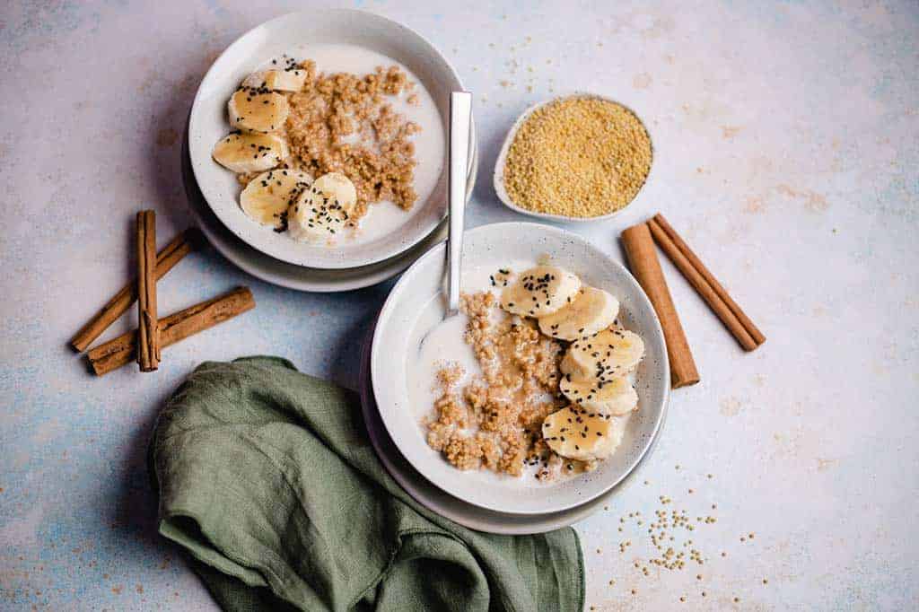 Millet porridge with tahini caramel