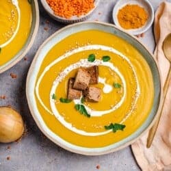 Soup with sweet potatoes and red lentils (v&gf)