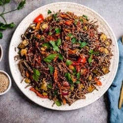 Buckwheat noodles with roasted eggplant and edamame (vegan & gluten-free) recipe