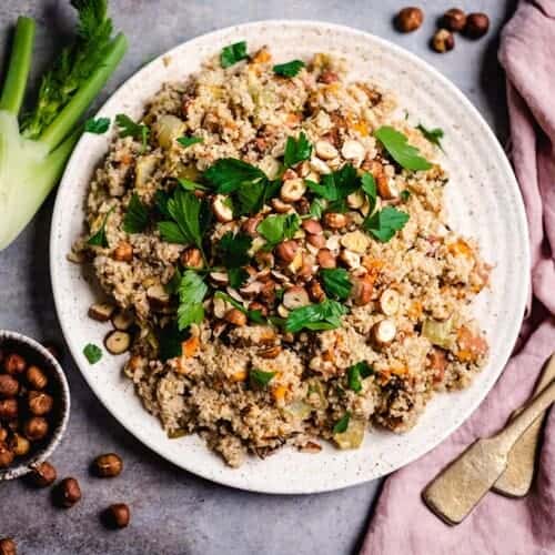 Quinoa salad with roasted hazelnuts and fennel (vegan & gluten-free) recipe