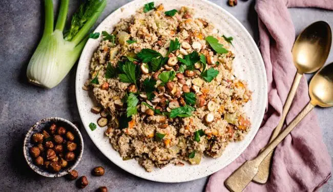 Quinoa salad with roasted hazelnuts and fennel (vegan & gluten-free) recipe