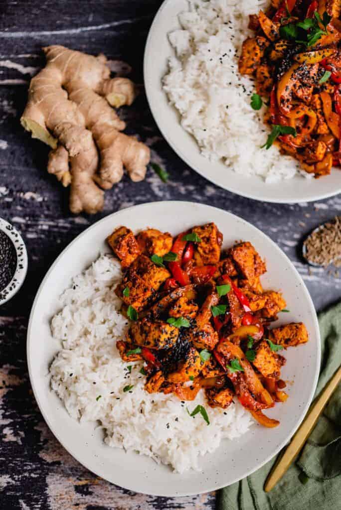 Indian pan with peppers and tofu (vegan & gluten-free) recipe