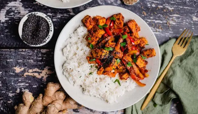 Indian pan with peppers and tofu (vegan & gluten-free) recipe