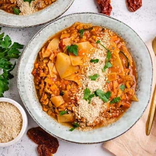 Vegan lasagna soup