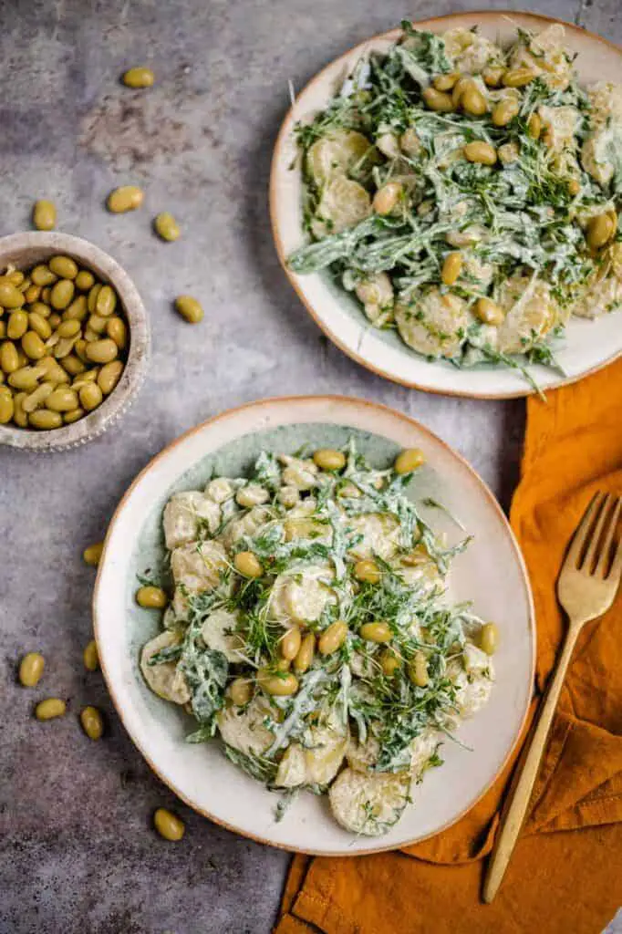 Potato salad with arugula and edamame (vegan &amp; gluten-free) recipe