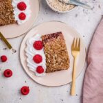 Vegan raspberry crumble slices