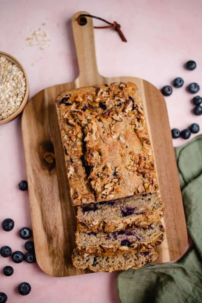 Vegan banana blueberry bread (gluten-free, oil-free)