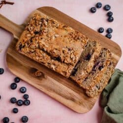 Vegan banana blueberry bread (gluten-free, oil-free)