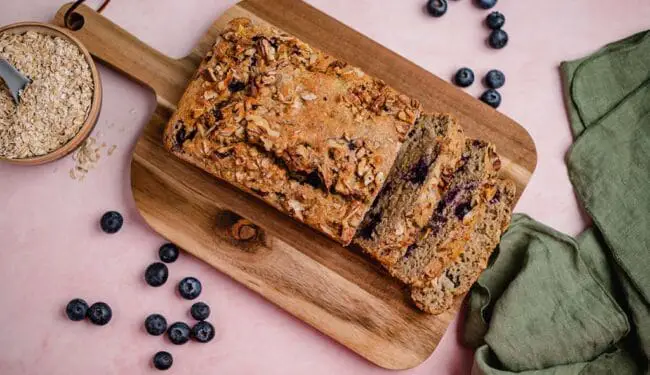 Vegan banana blueberry bread (gluten-free, oil-free)