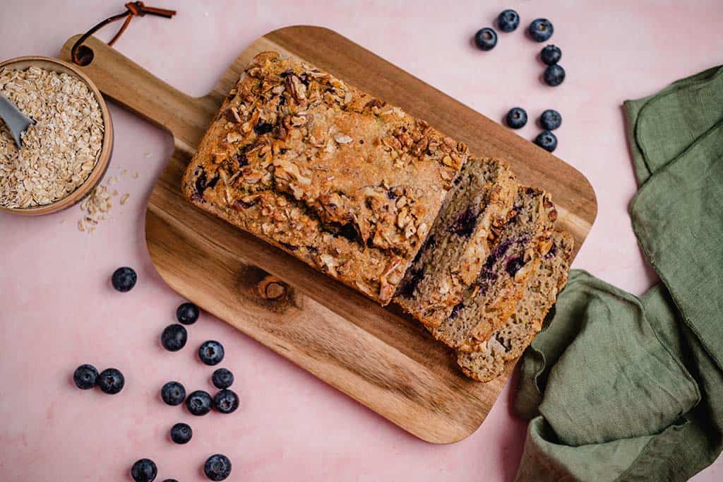 Vegan banana blueberry bread (gluten-free, oil-free)