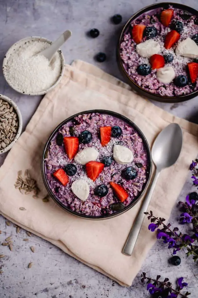 vegan blueberry coconut Bircher muesli