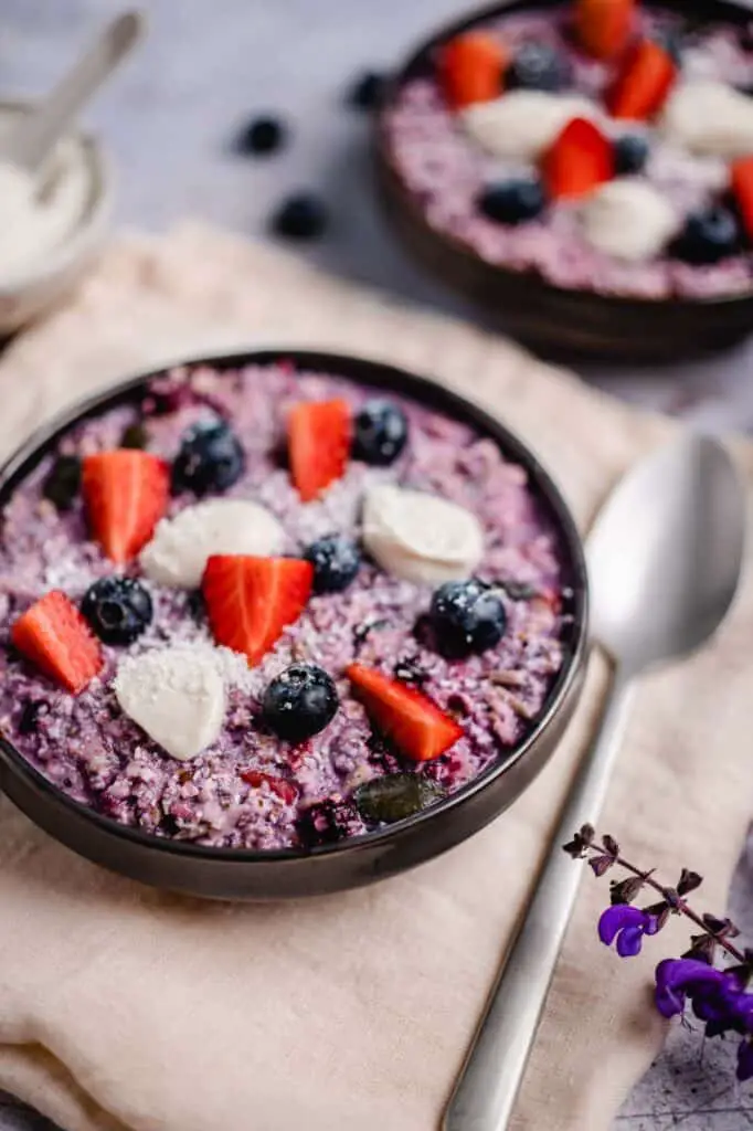 vegan blueberry coconut Bircher muesli