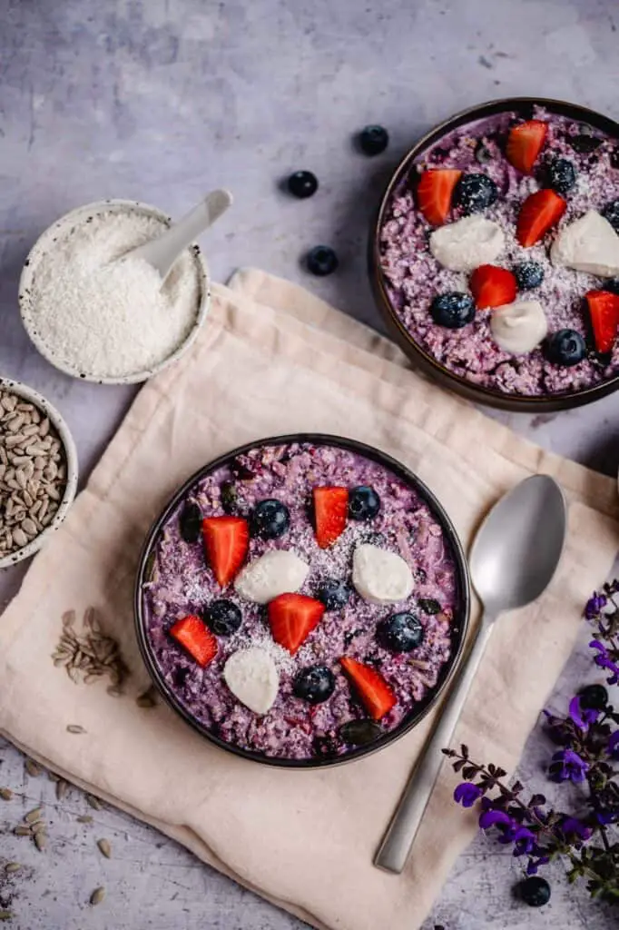 vegan blueberry coconut Bircher muesli