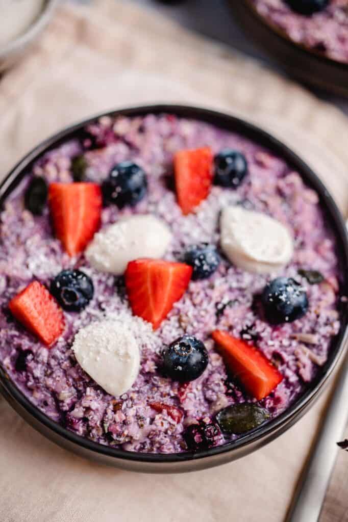 vegan blueberry coconut Bircher muesli