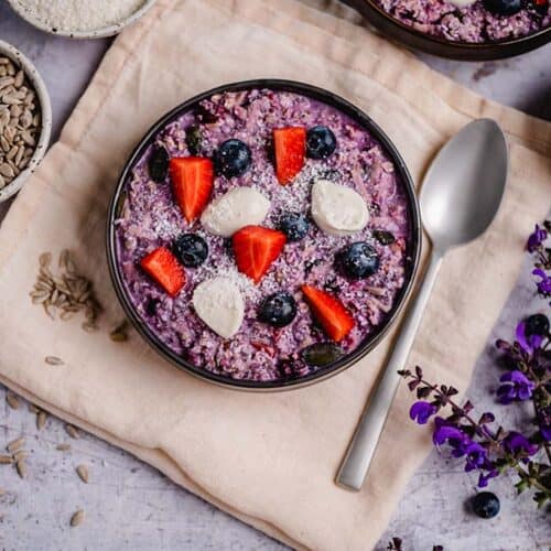 vegan blueberry coconut Bircher muesli