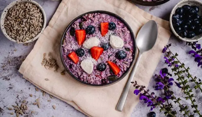 vegan blueberry coconut Bircher muesli