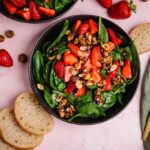 Vegan strawberry spinach salad with hazelnuts