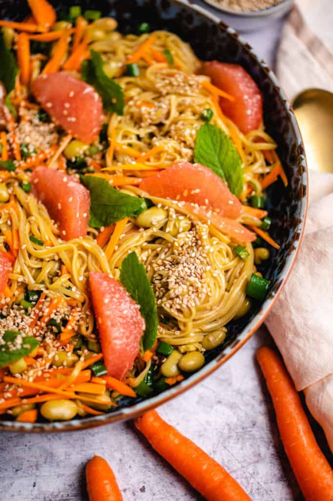 Vegan Cold Pasta Salad with Grapefruit and Edamame (gf) Recipe