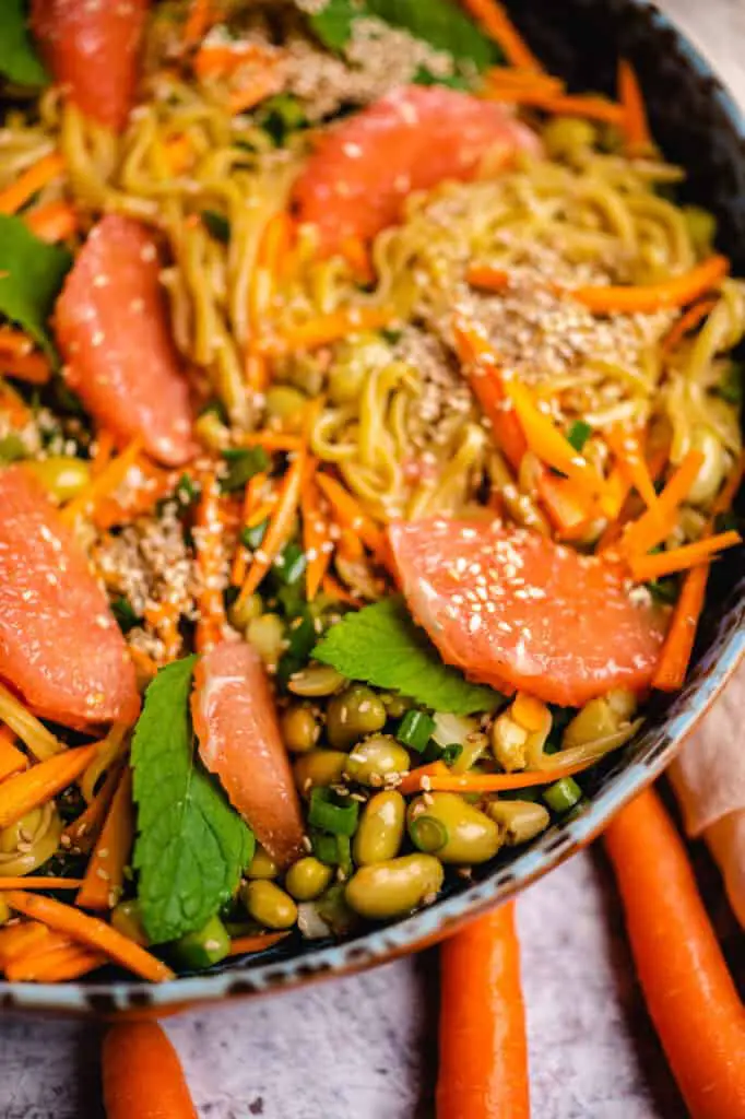 Vegan Cold Pasta Salad with Grapefruit and Edamame (gf) Recipe