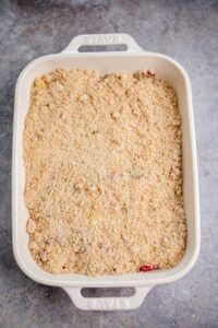 veganes Rhabarber Mango Kokos Crumble (glutenfrei)