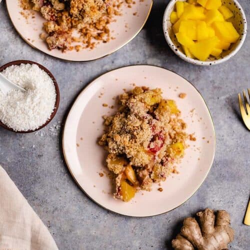 vegan rhubarb mango coconut crumble (gluten free)