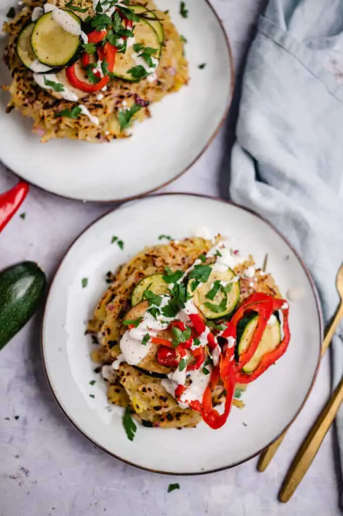 Rösti with antipasti vegetables (v&gf)