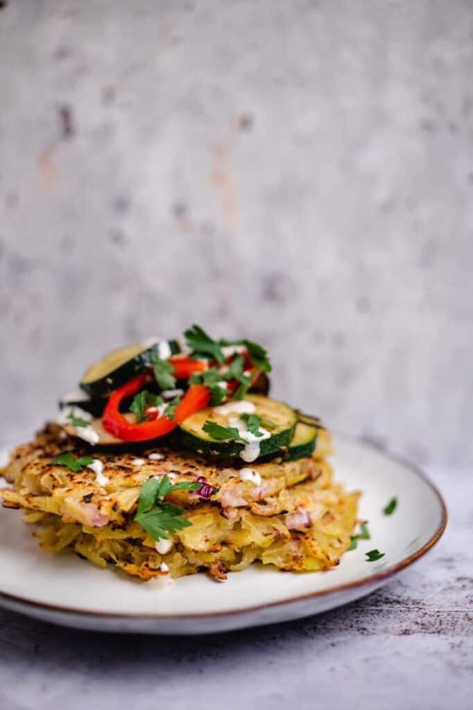 Rösti with antipasti vegetables (v&gf)