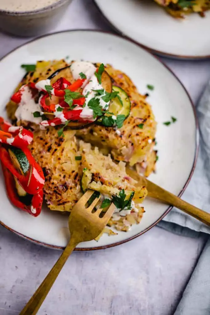 Rösti with antipasti vegetables (v&amp;gf)