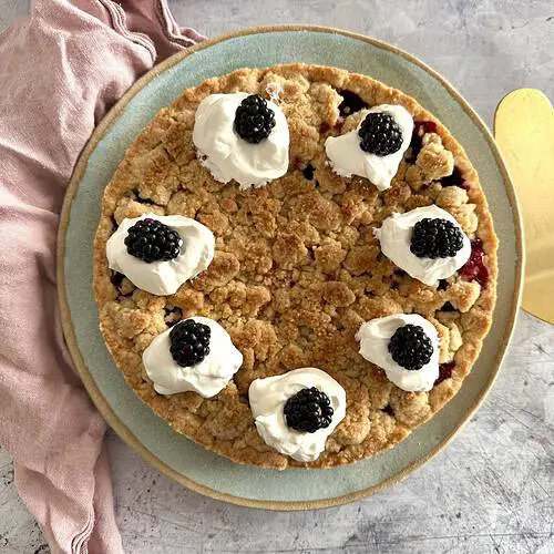 Veganer Brombeer-Streuselkuchen (Rezept)